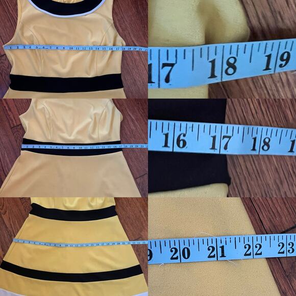 New York & Company Yellow Colorblock Fit & Flare Midi Dress Size L Pastel Retro - Picture 12 of 17